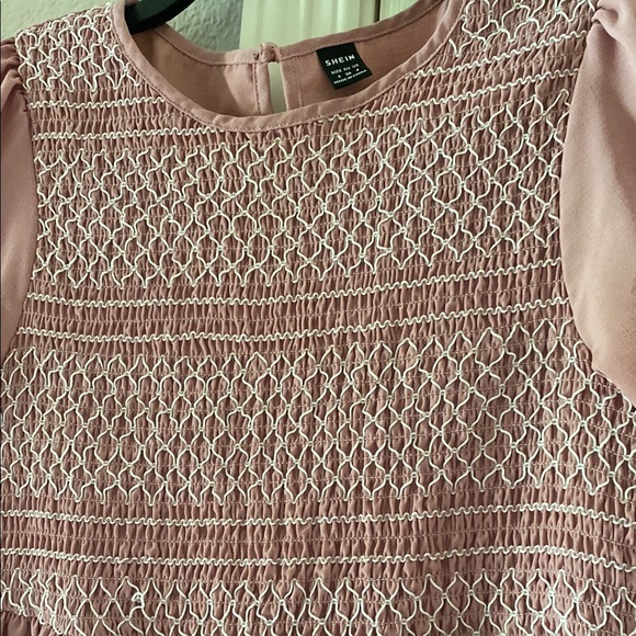 SHEIN Pink Puff Sleeve Sundress with Crew Neck - Picture 7 of 7